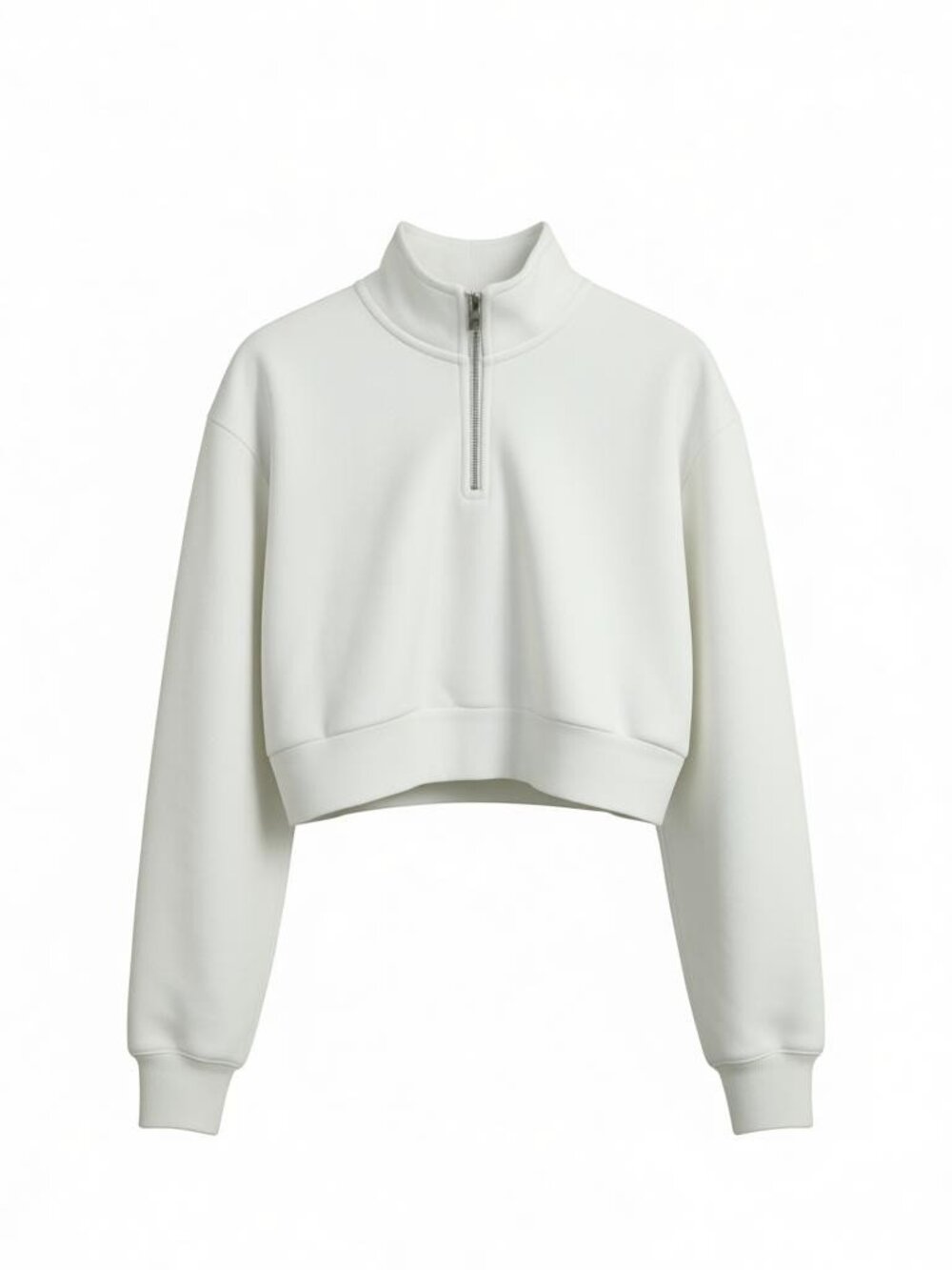 TNA Cozy Fleece Perfect Bright White Cropped Long Sleeve Sweatshirt Size M